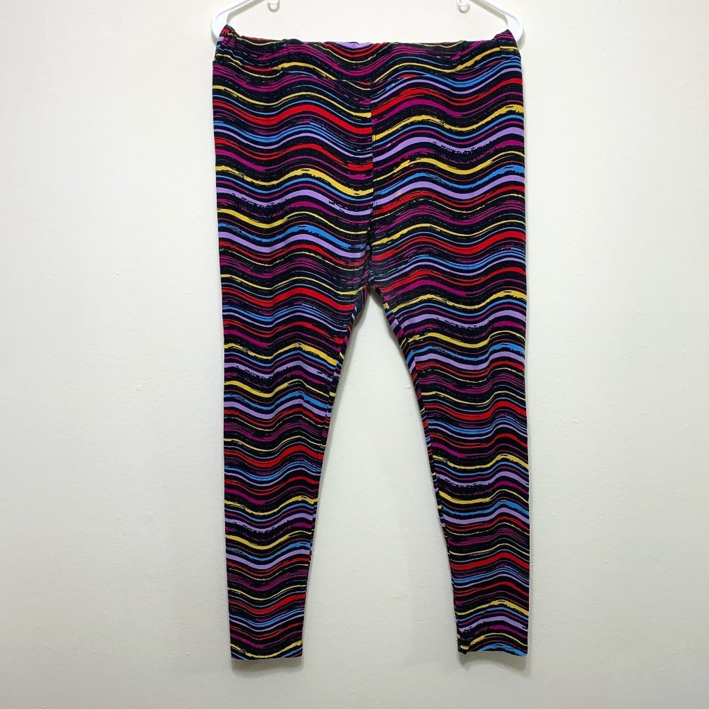 LuLaRoe Leggings- Black with colorful paint stripes